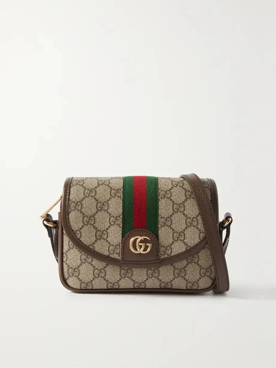G Ophidia leather-trimmed printed coated-canvas shoulder bag 0424061408
