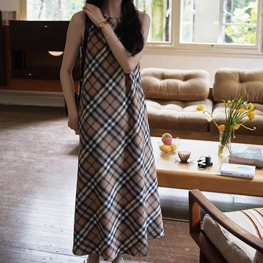Vintage style pattern colour collision dress 1025040311