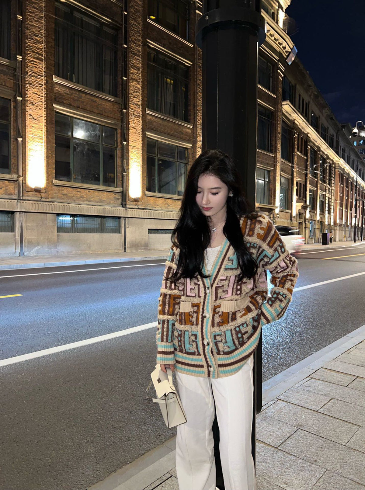 Mid-century style knitted cardigan XC0823092722