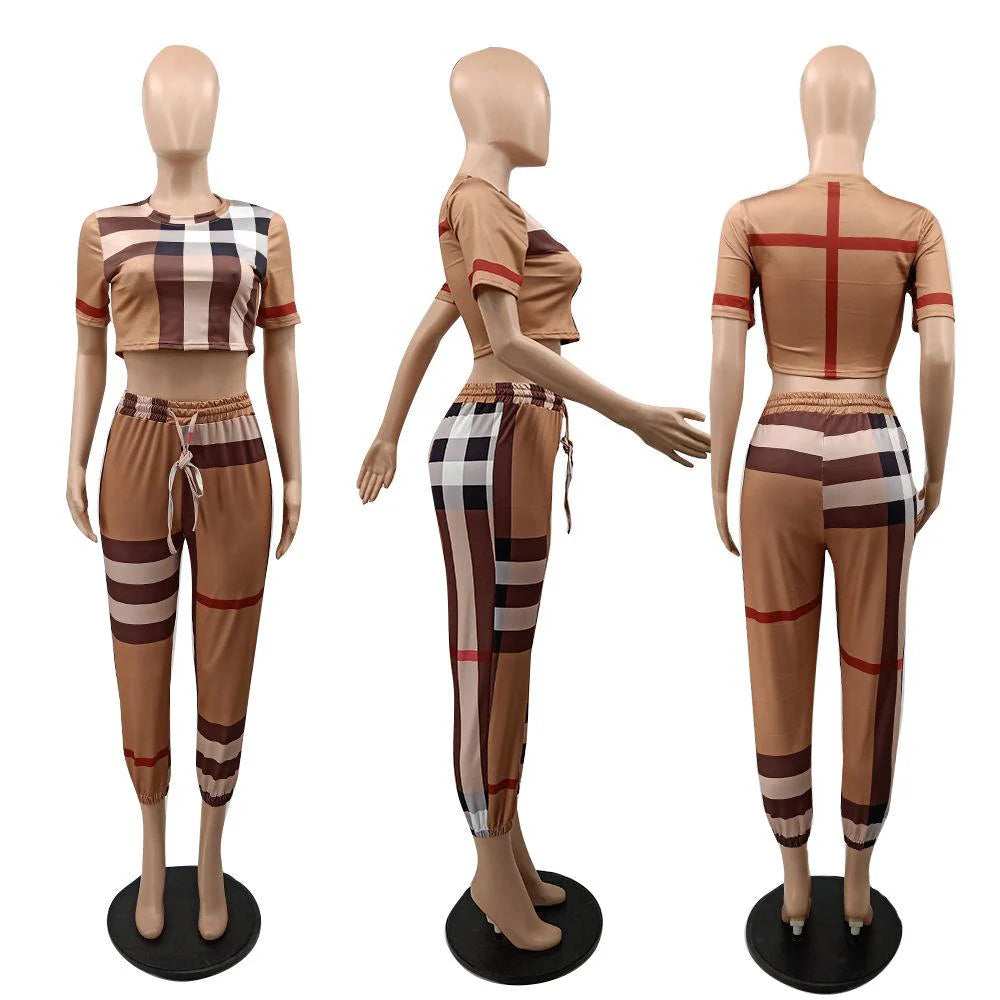 New High Quality Small Fresh Suit Stripes Elegant Casual Two-piece 1024060512