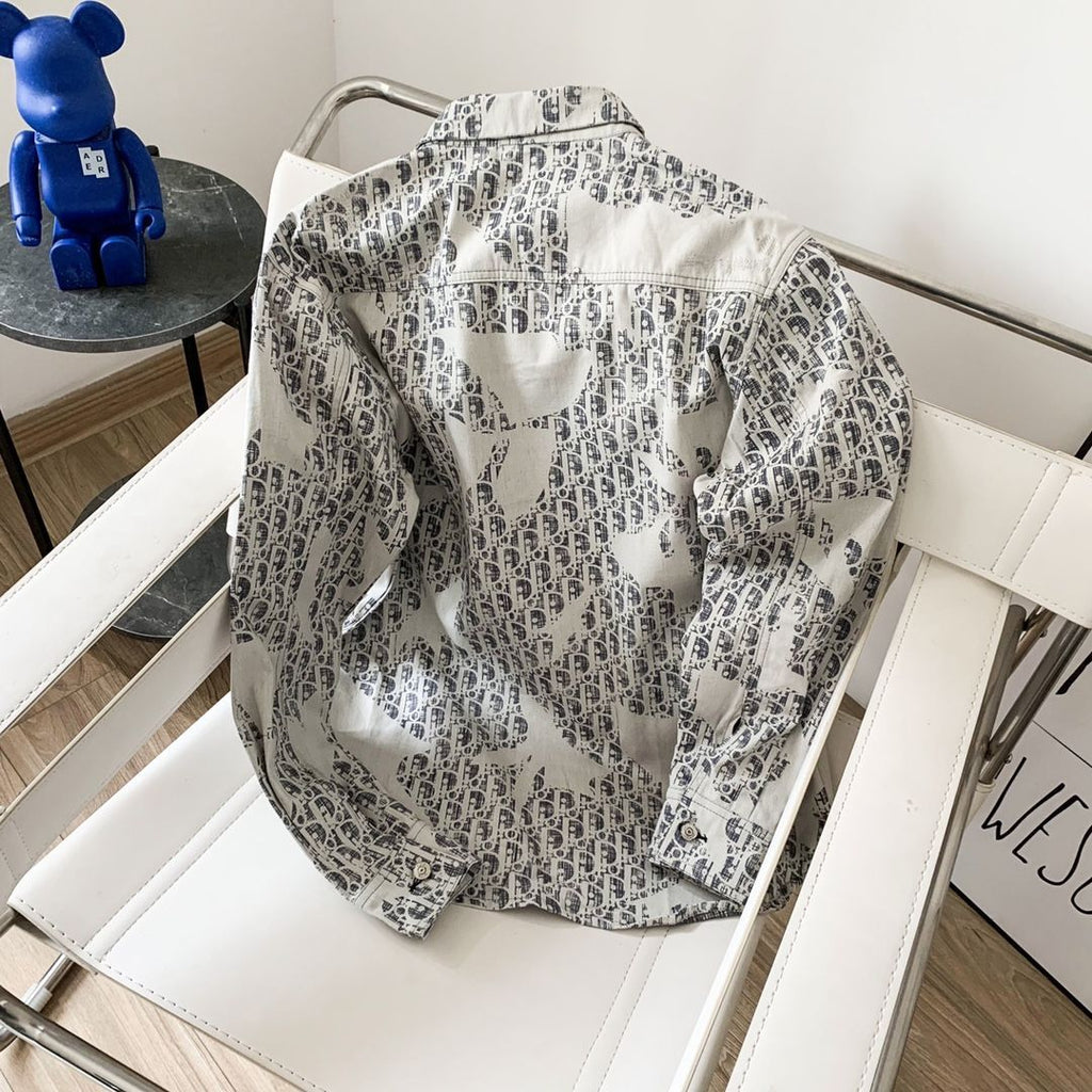 High quality version presbyopic letter print couple fit denim jacket jacket shirt