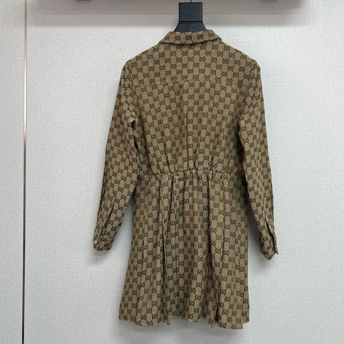 New autumn/winter collared long-sleeved fitted pleated dress 1426010511