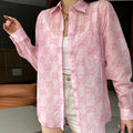 G Letter Print Lightweight Breathable Lapel Long Sleeve Shirt XC07061401