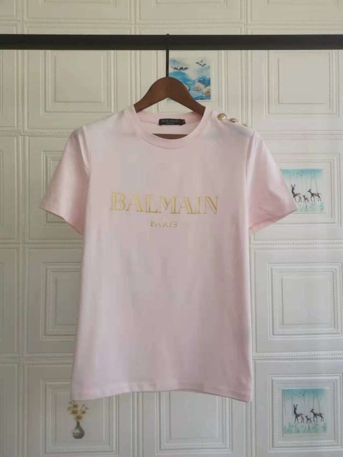 New Short Sleeve Bronzing Letter Cotton Loose T-Shirt 1024071806