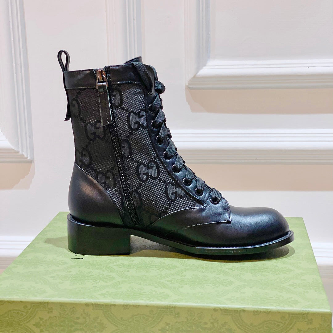 G fashion printed lace-up leather boots XC0723110309