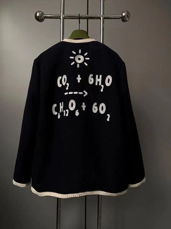 Original Standard High Quality Retro Navy Blue Long Sleeve Cardigan Small Style Fashionable coat-PD052024011705