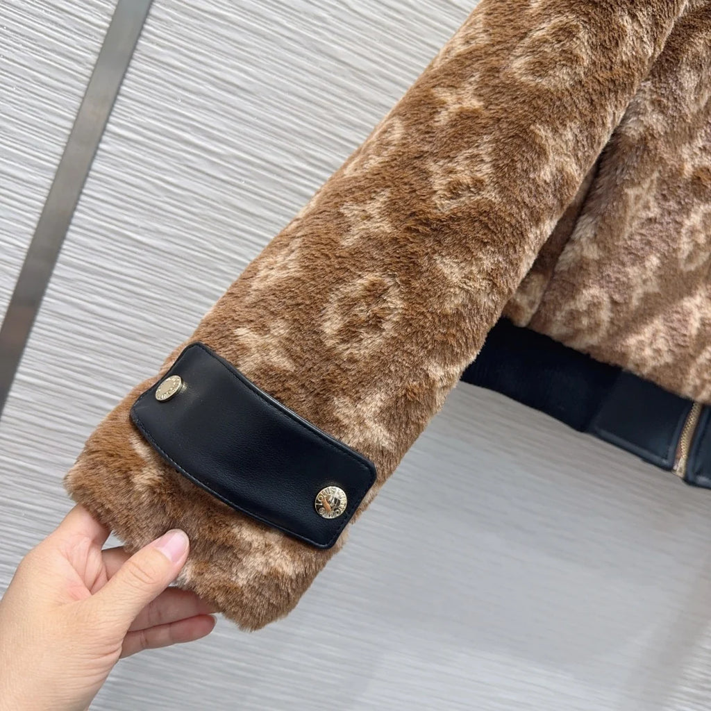 New Fashion Women Monogram Fleece Cropped Jacket XC1326091126