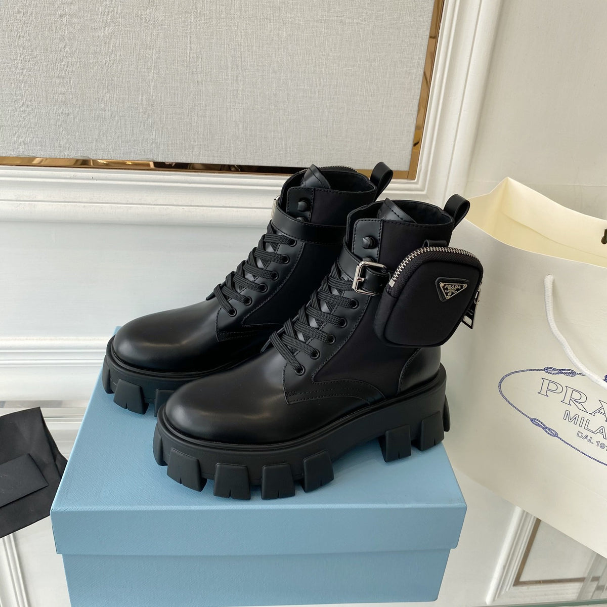 P Fashion Nylon Patchwork Pocket Boots 0724111204