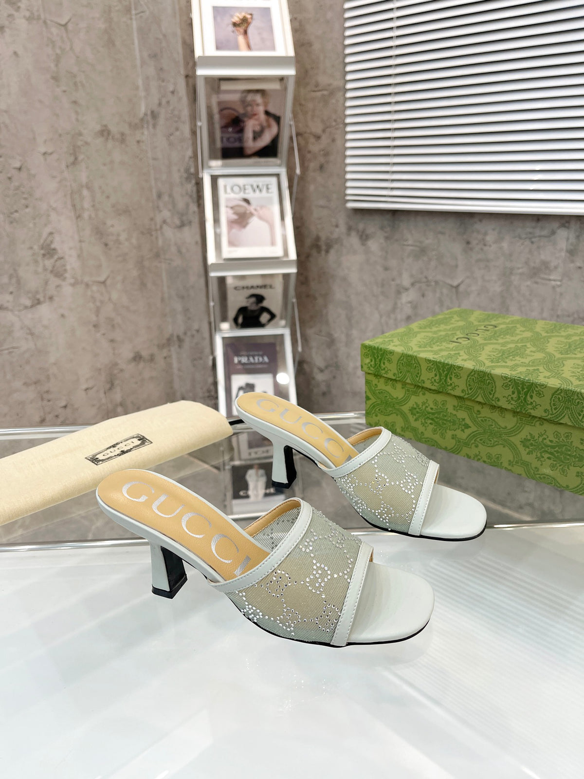 Gucc1 top fashion stiletto slippers 0724030802