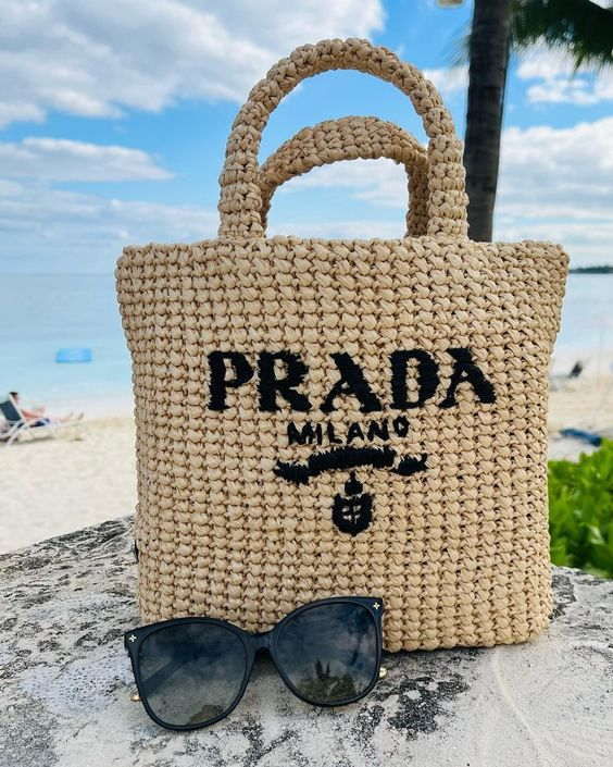 P Raffia Bag Handbag Beach Bag for Summer 0725031311