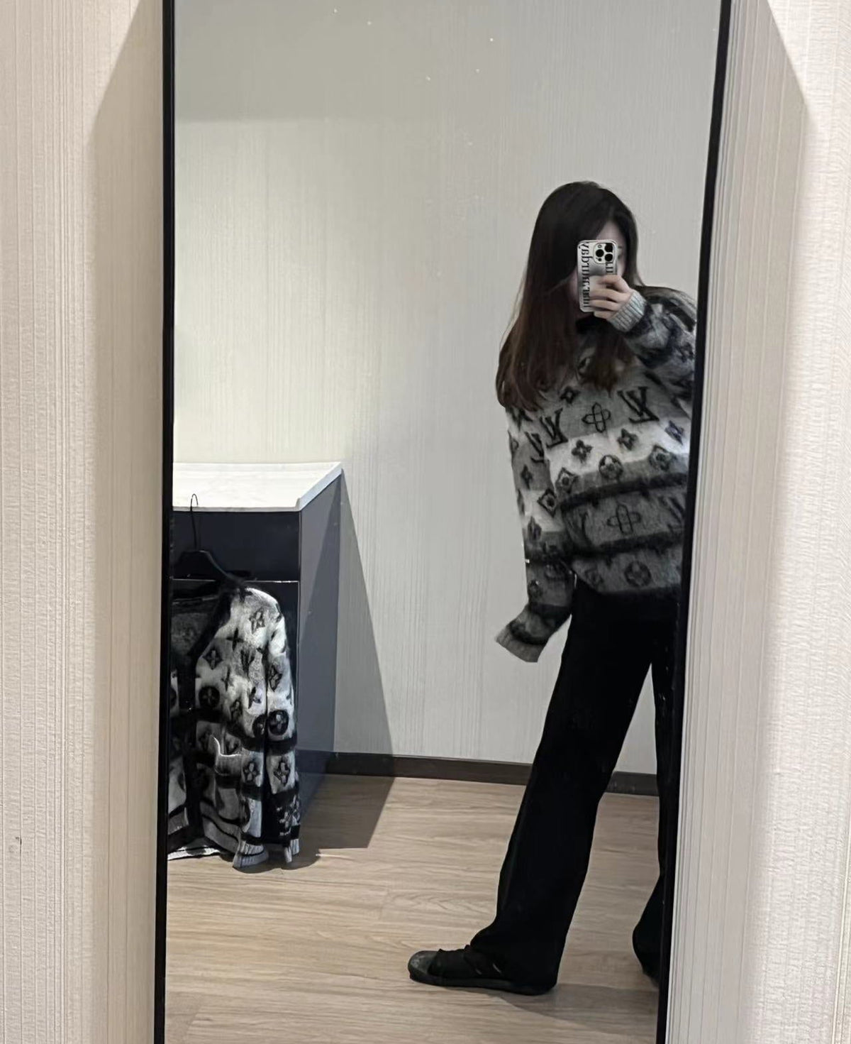 Gradient jacquard crew neck sweater XC0823101904