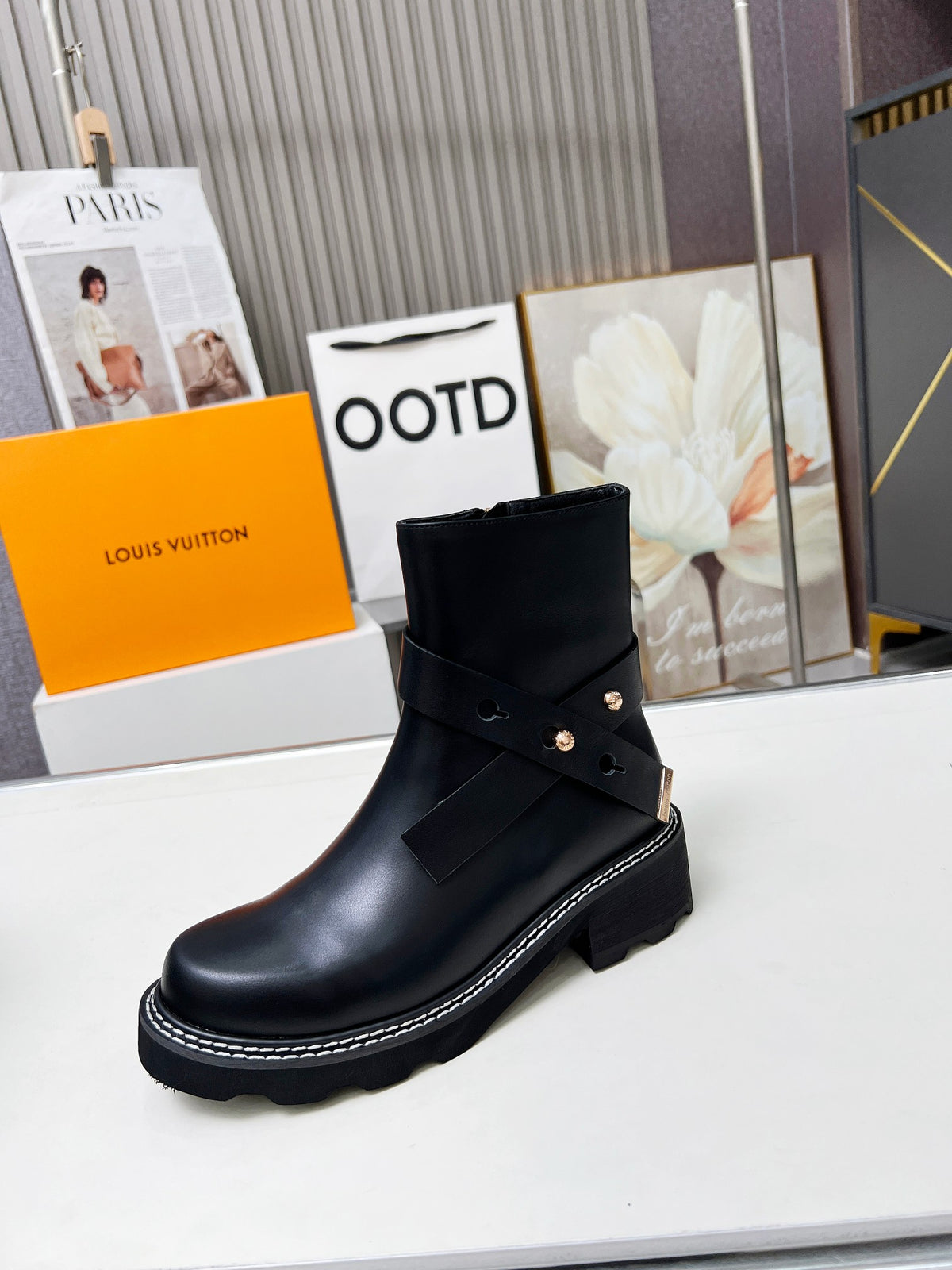 L fashion printed leather boots 0724102313