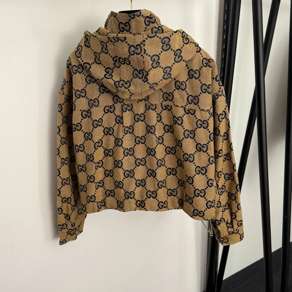 Long-sleeved hooded short trench coat 1425123010