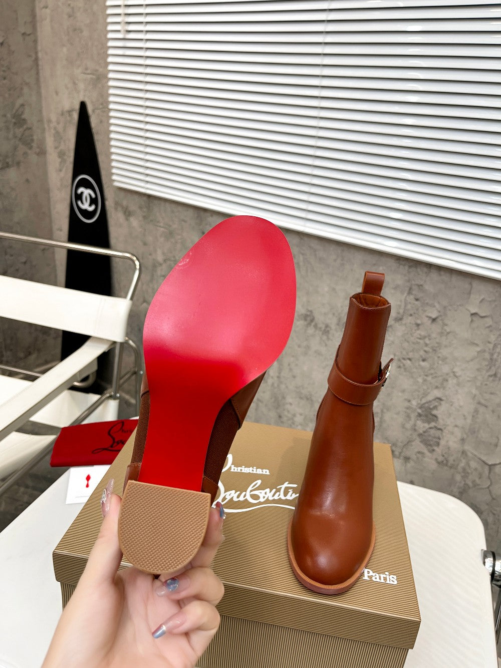 CL fashion red bottom thick heel thick sole boots 0724110503