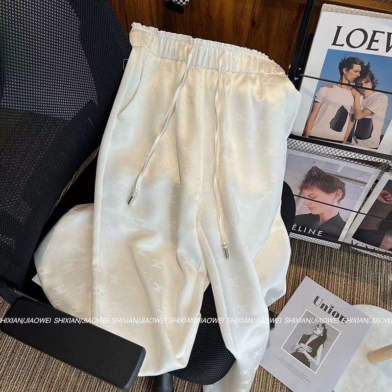 New Printed Straight Leg Pants Casual Pants Satin 1024042716
