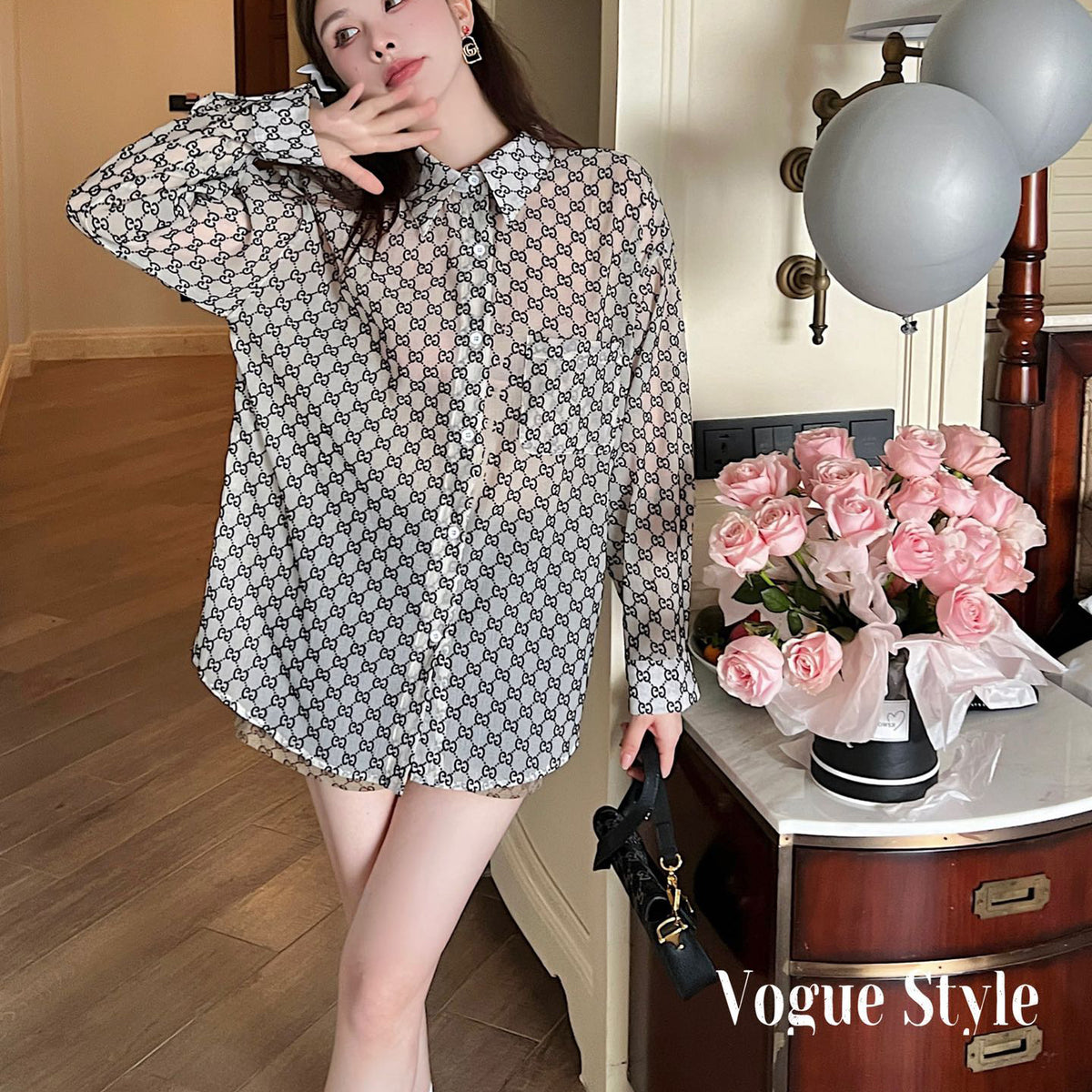 Ladies LOGO letter shirt-02