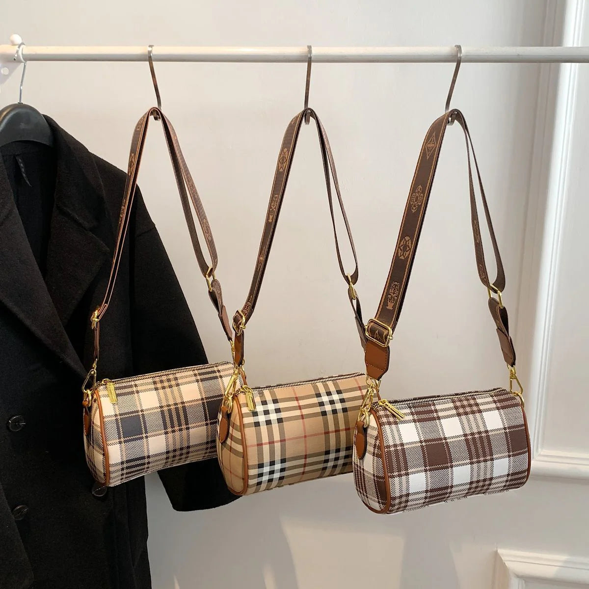 Shoulder Crossbody Pillow Bag Large Capacity Retro Check All-Match Bag 1024042713