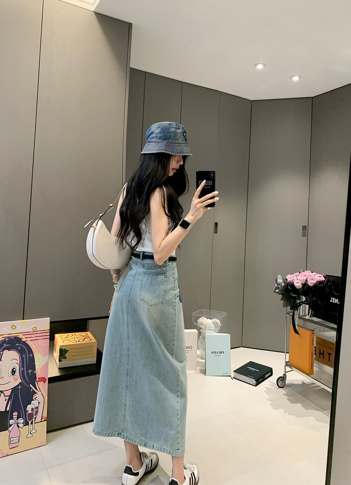 P24ss new triangle logo denim skirt 0724071810