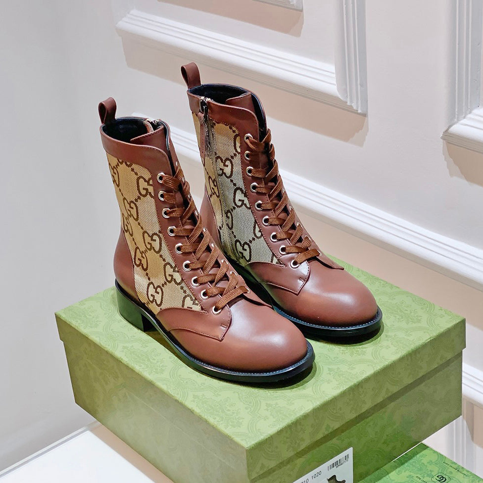 G fashion printed lace-up leather boots XC0723110309