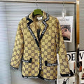 Full Letter Jacquard Retro Suit New Stand Collar Jacket Pants Two-piece Set PD0223082501