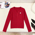 New Fashion Women's CC V-Neck Knit Top DM1326091825