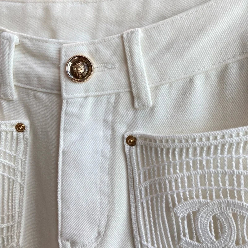New Fashion Women CC White Flare Jeans DM1326091811