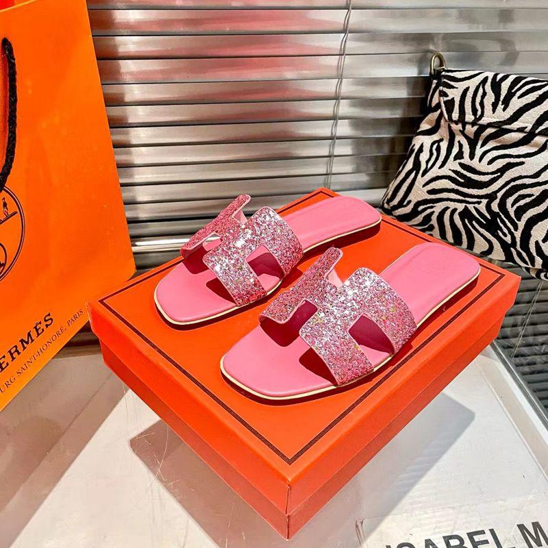 New Style Flat Bottom Rhinestone Fashion Casual Slippers 1024070810
