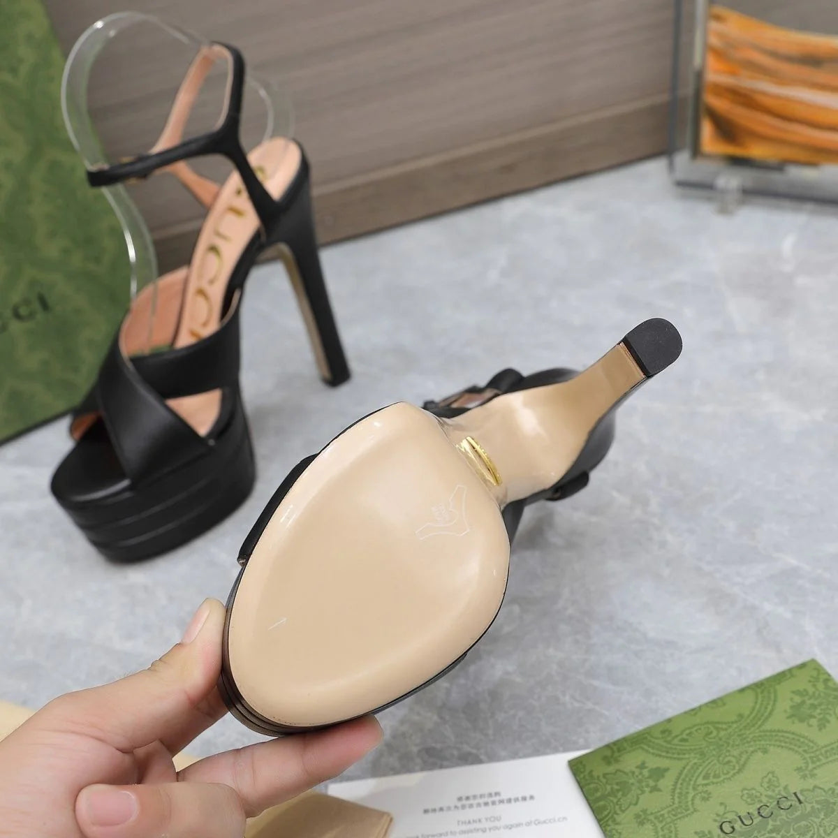 New Black Leather G Logo women's fashion high-heeled(custom style, need wait 15days after payment)
