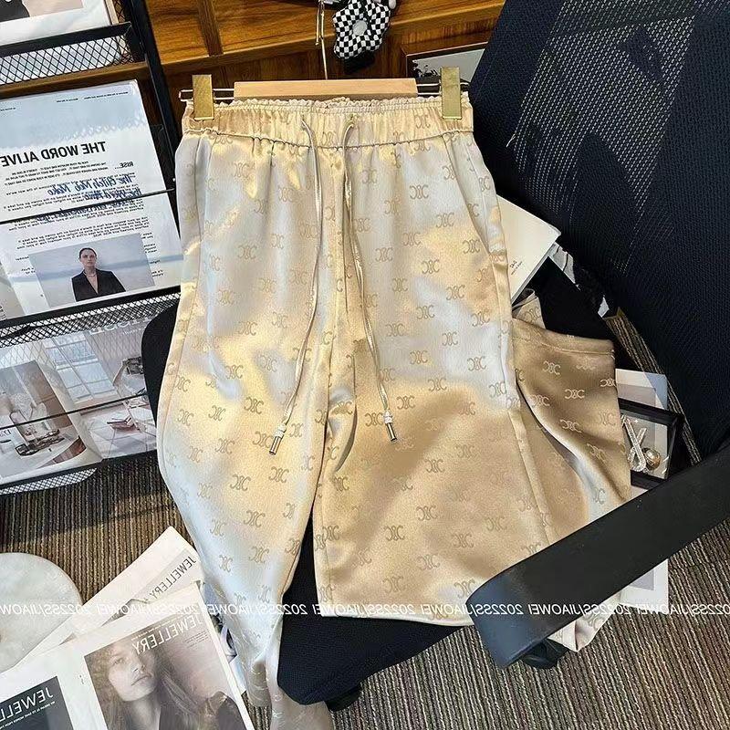 New Printed Straight Leg Pants Casual Pants Satin 1024042716