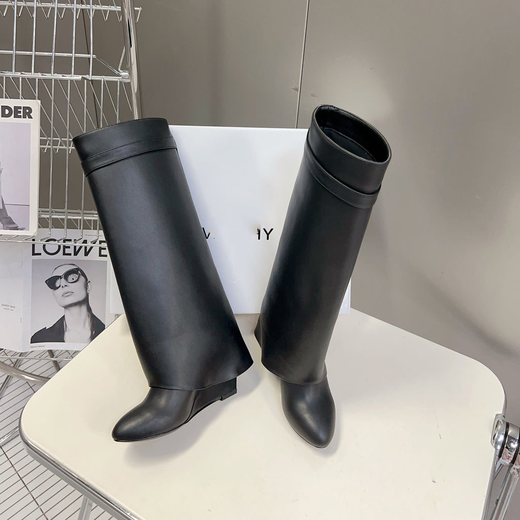 New fashion metal buckle boots leather boots(41/42 need to be customized)