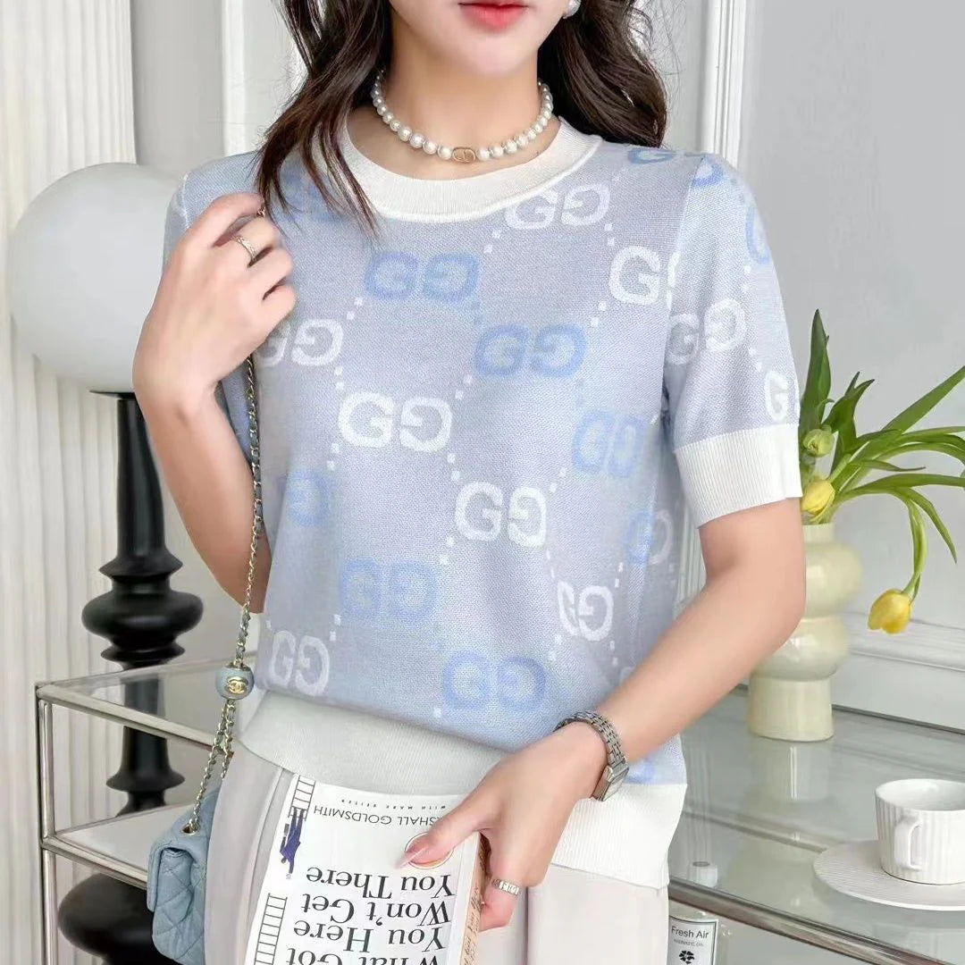 New Round Neck Sweater Short Sleeve 1024071023