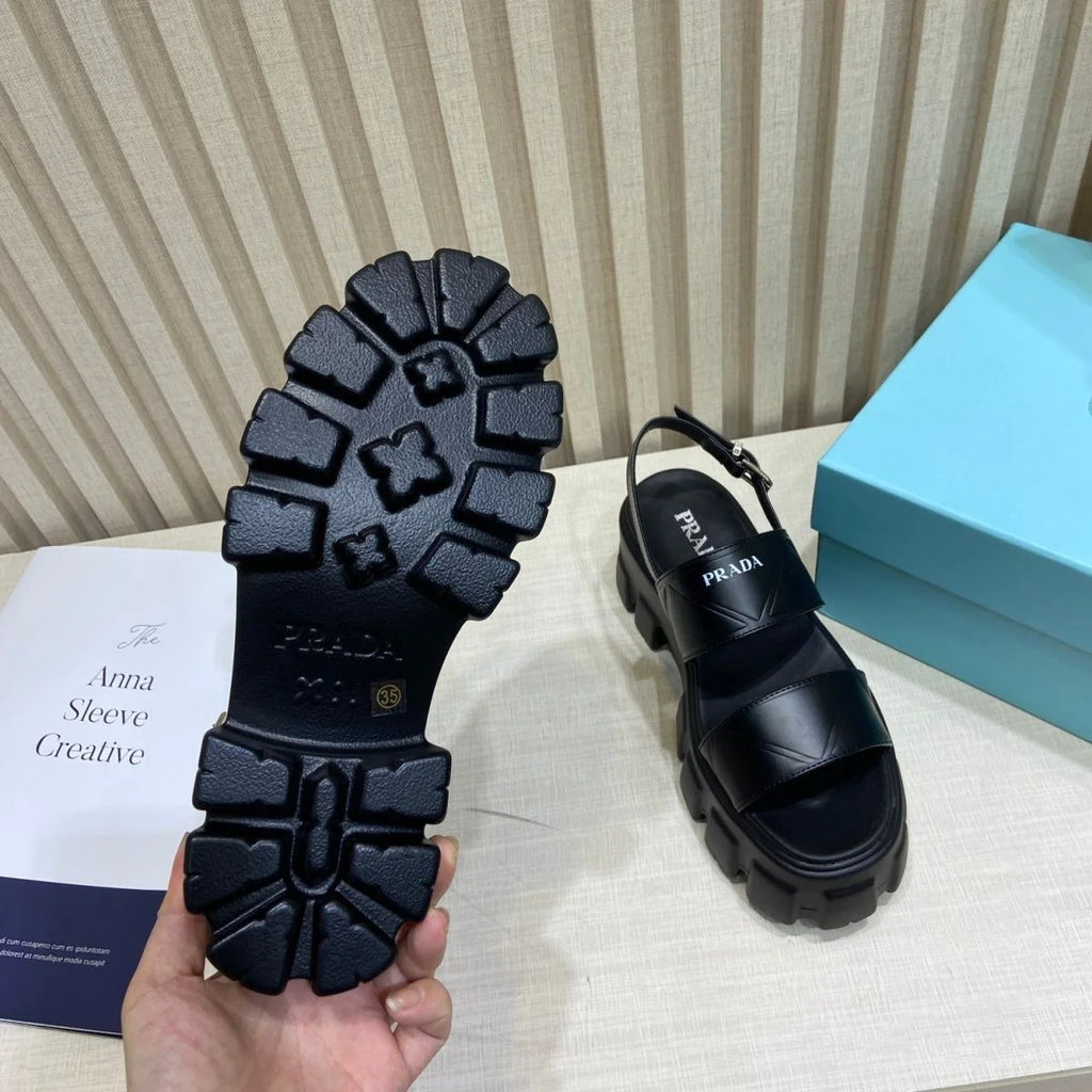New Leather Platform Height-increasing Roman Shoes Round Toe Casual Sandals 1024030822