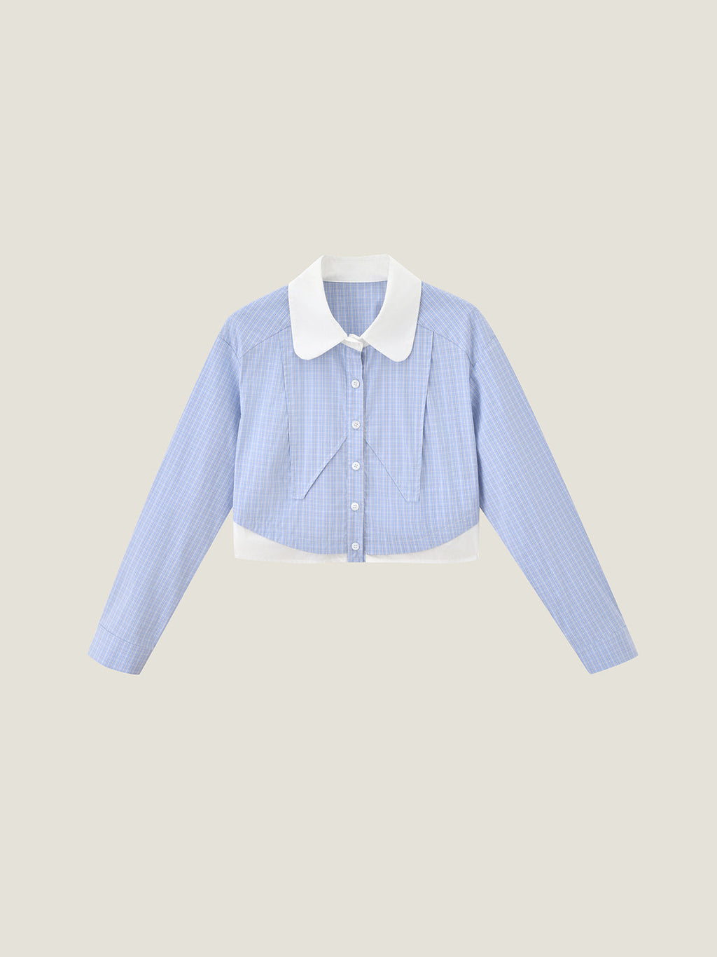 Preppy Contrast Collar Plaid Crop Shirt + Ruffle Shorts Or Skirt Matching Set | KINS CLASS