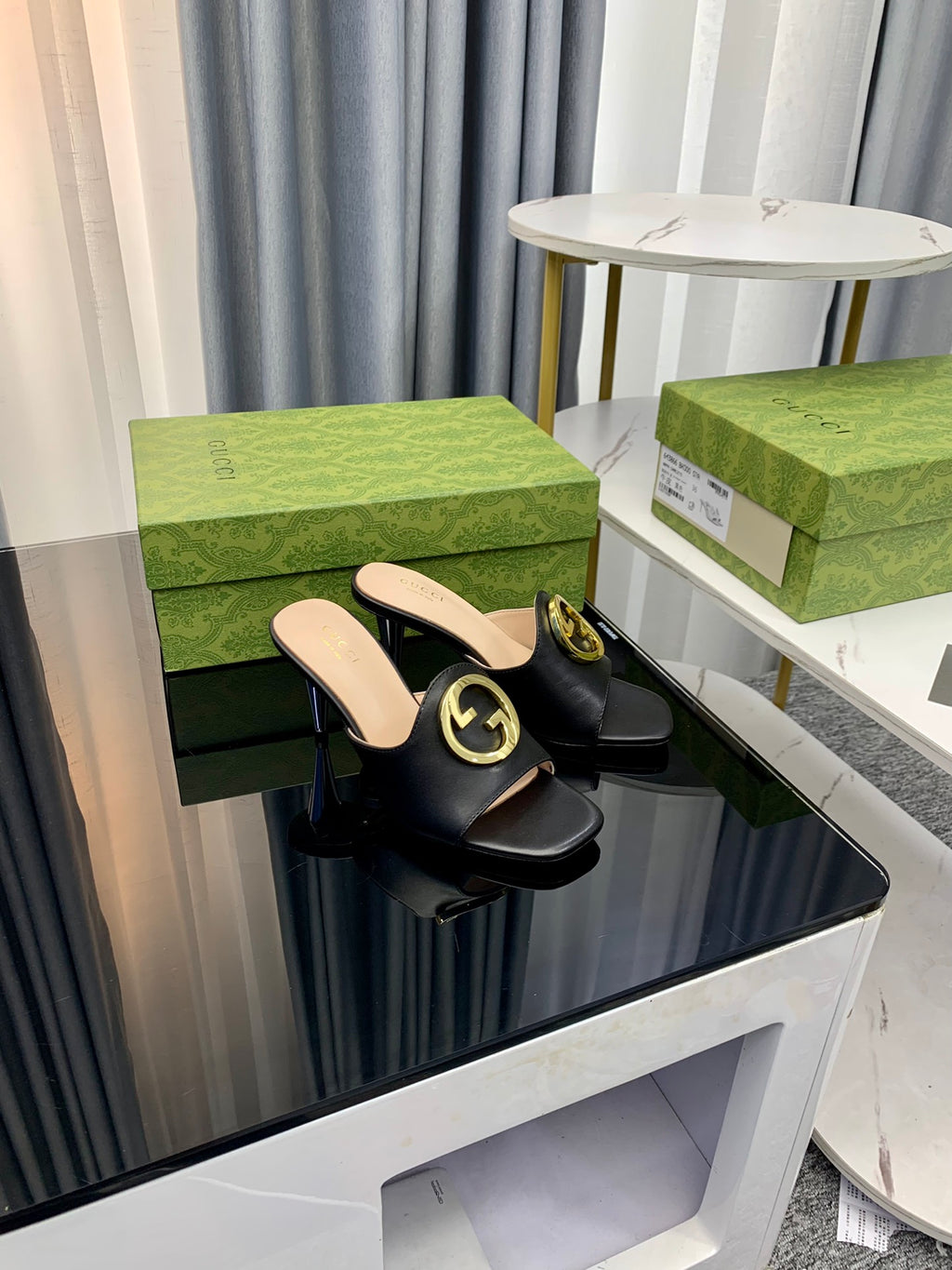 Gucc1 top fashion stiletto slippers 0724030804
