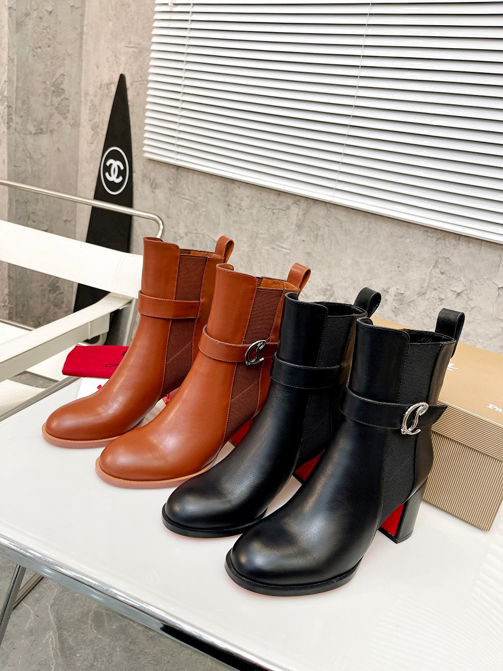 CL fashion red bottom thick heel thick sole boots 0724110503