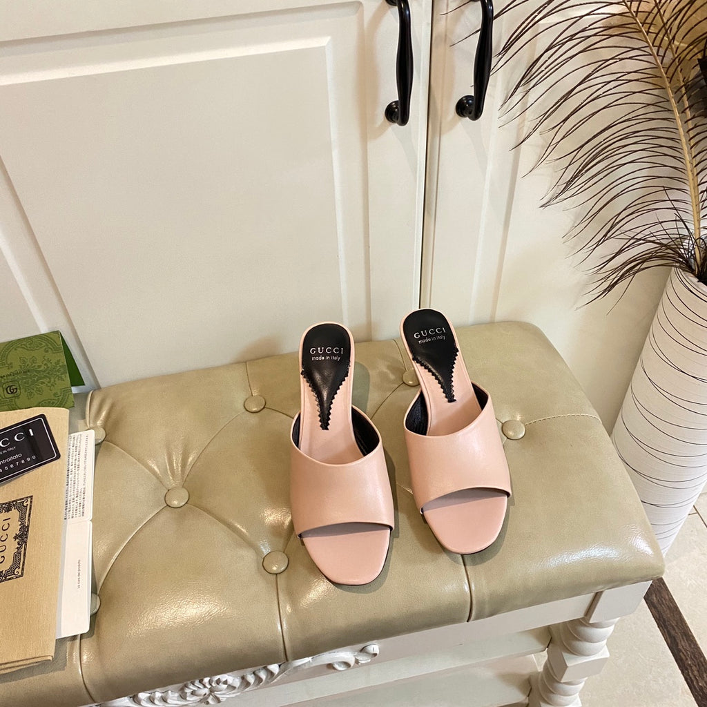Gucc1 top fashion heel slippers 0724030803
