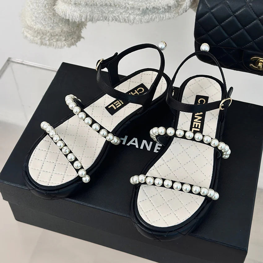 Fashion and versatile pearl chain sandals 1024052318