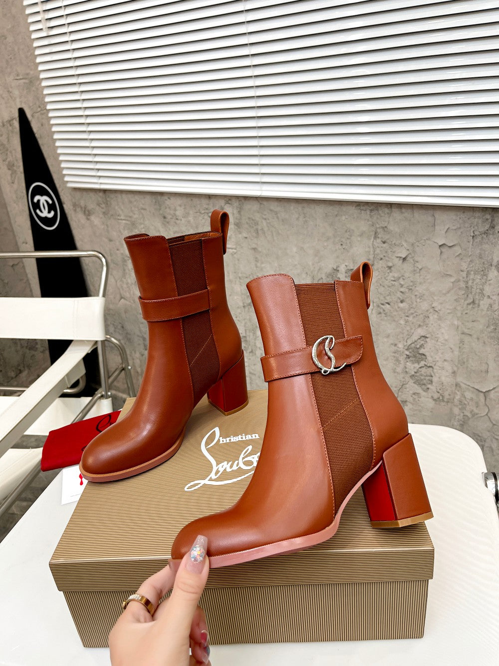 CL fashion red bottom thick heel thick sole boots 0724110503