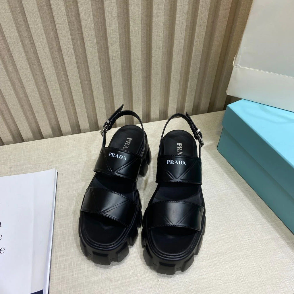 New Leather Platform Height-increasing Roman Shoes Round Toe Casual Sandals 1024030822