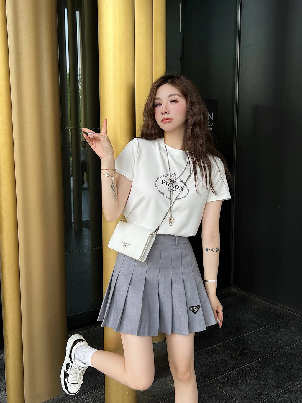 P Summer Pleated Skirt Suit 0724022005