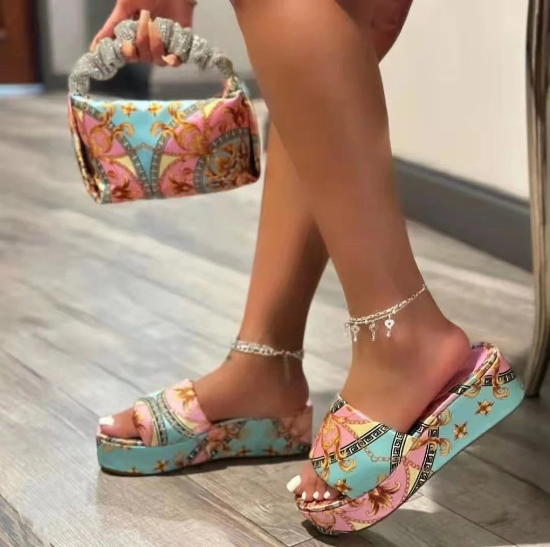 Fashionable All-match Slippers Women's Wedge Fish-mouth Platform Shoes 1024041209