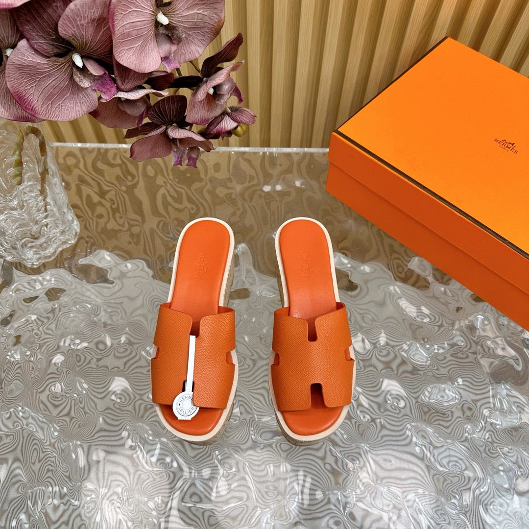 HM thick-soled platform slippers with wooden bran soles 0724082803