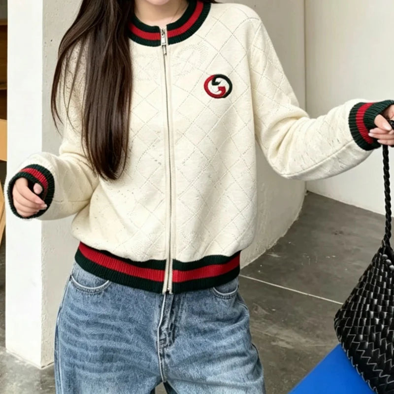 New Fashion Women GG Zip Up Knit Cardigan DM1326091816