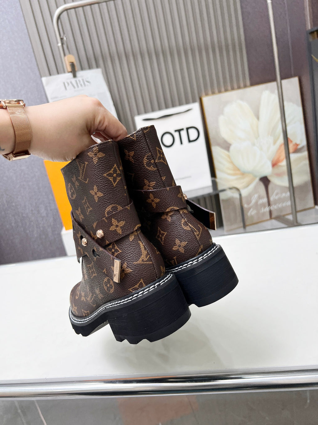 L fashion printed leather boots 0724102313
