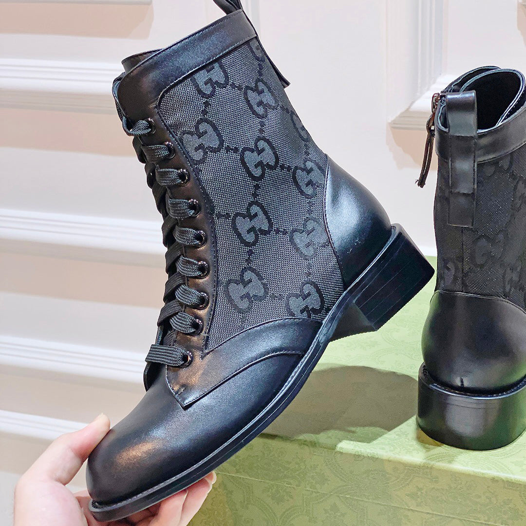 G fashion printed lace-up leather boots XC0723110309