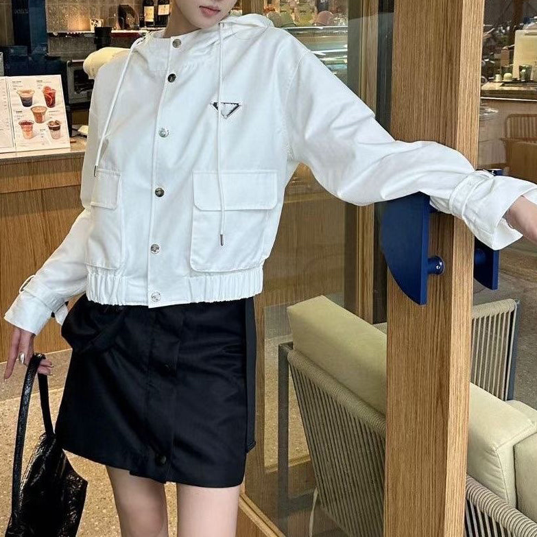PR Short casual hooded trench coat jacket 1824091006