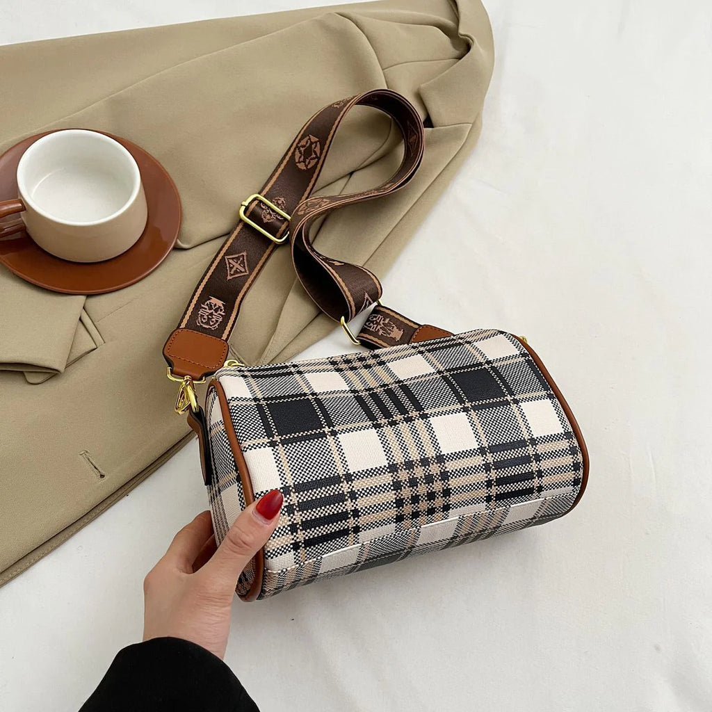 Shoulder Crossbody Pillow Bag Large Capacity Retro Check All-Match Bag 1024042713