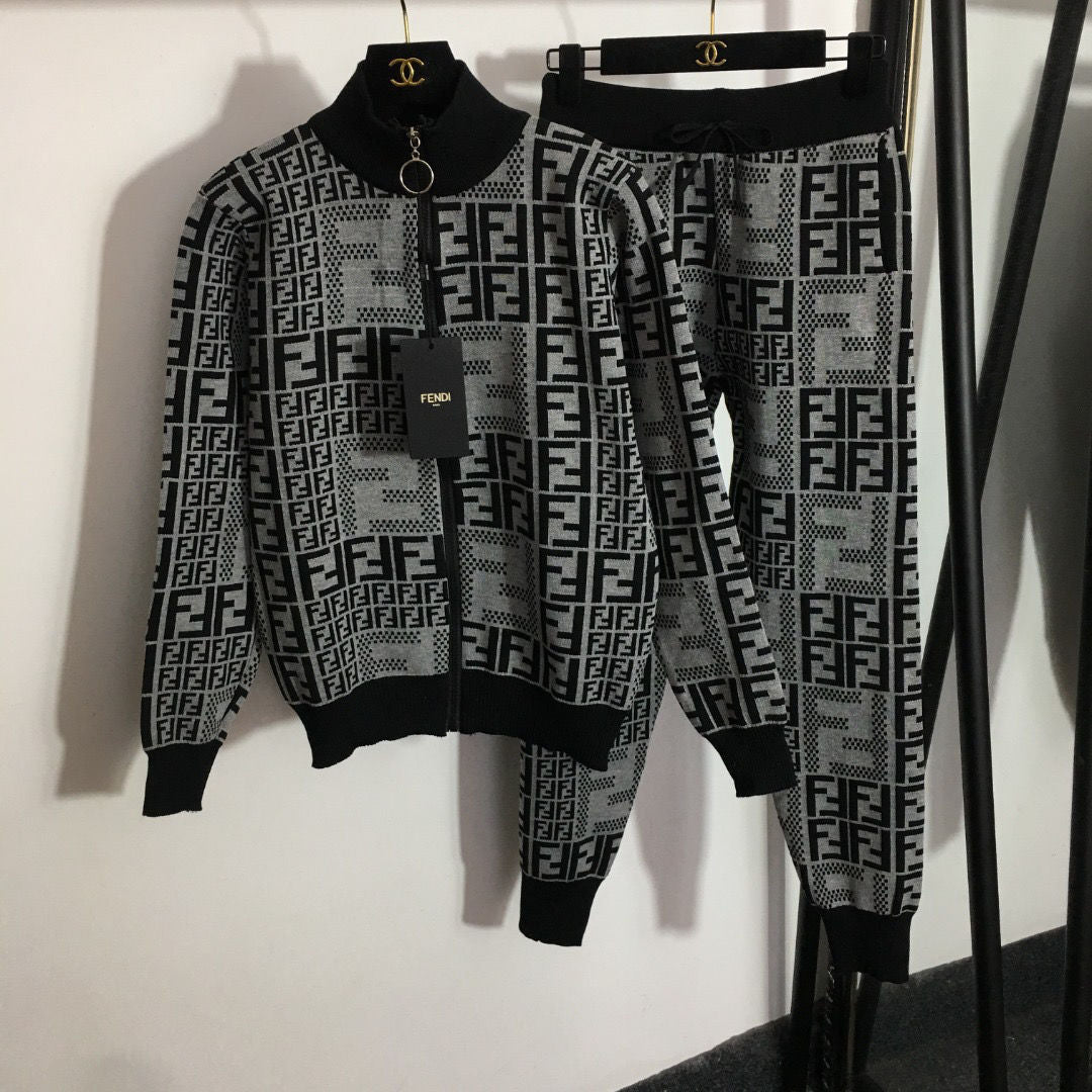 Fashion casual sports hooded knit suit PD1023081724