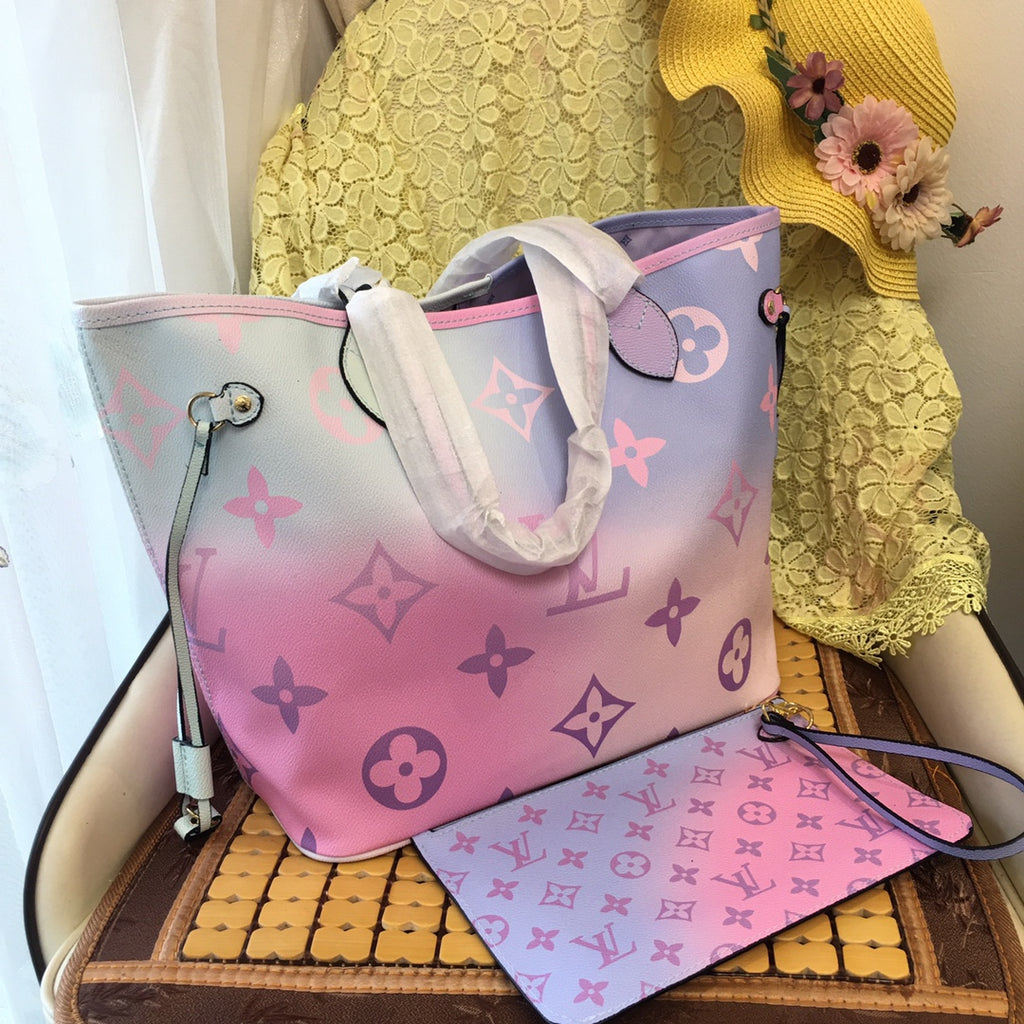 Women's Black Pink Colorblock Brand Print Big Bag (with Clutch)