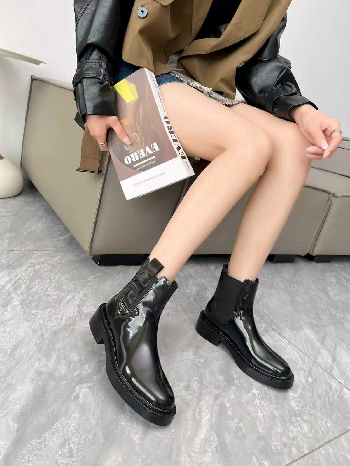 P new patent leather high-top boots 0725091501